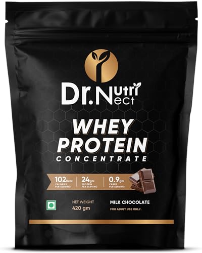 Dr.Nutrinect Whey Protein Concentrate | 21.9g Protein | Muscle Building & Recovery Faster Absorption | Boosts Stamina | Chocolate Flavor, 420g (Pack of 1)