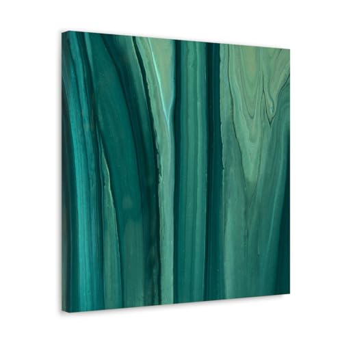 GADGETS WRAP Canvas Gallery Wrap Framed for Home Office Studio Living Room Decoration (17x17inch) - Dark Green Liquid Marble Abstract