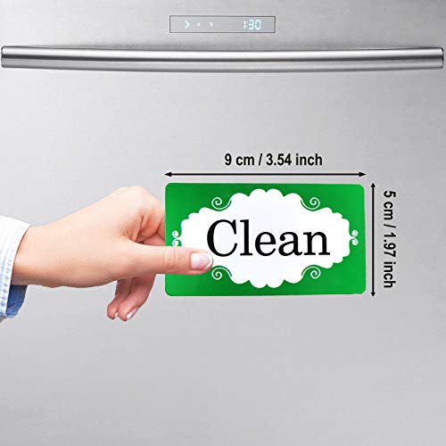 Dishwasher magnet cleaning dirty sign: strong magnet waterproof double-sided flip cover, can be used on stainless steel non-magnetic dishwasher-magnetic parts with adhesive (green)