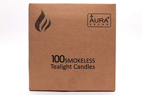 AuraDecor Smokeless Tealight Candles 100% Pure Wax, Unscented, 3 Hours Burning time, White Unscented Tea Light Candles (Pack of 200)