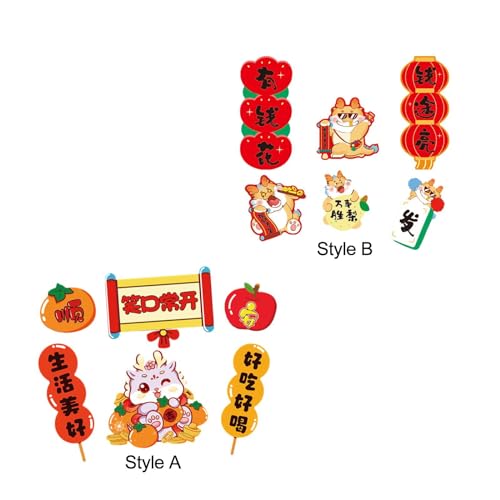 ATORSE® 6 Pieces Chinese New Year Refrigerator Magnets for Home Door Spring Festival Style A