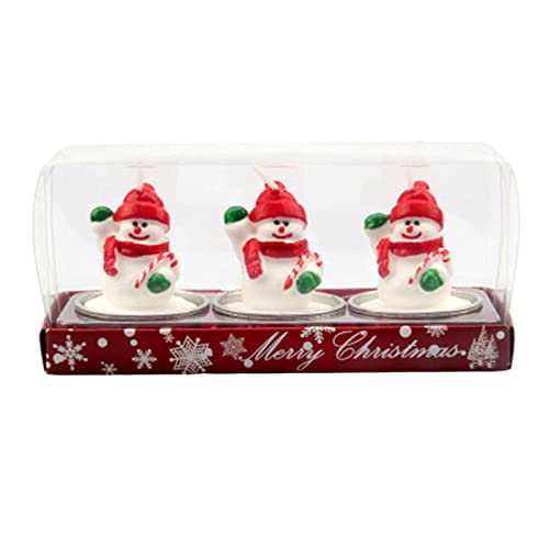 SAZ DEKOR 3X Christmas Candle Set Decorative Tealight for Home Party Standing Snowman