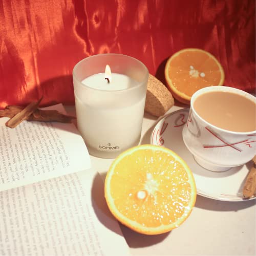 SOHMEI | Book and Chai | Coconut Wax Scented Candles | Cinnamon, Orange, Almond, Nutmeg (200 g)