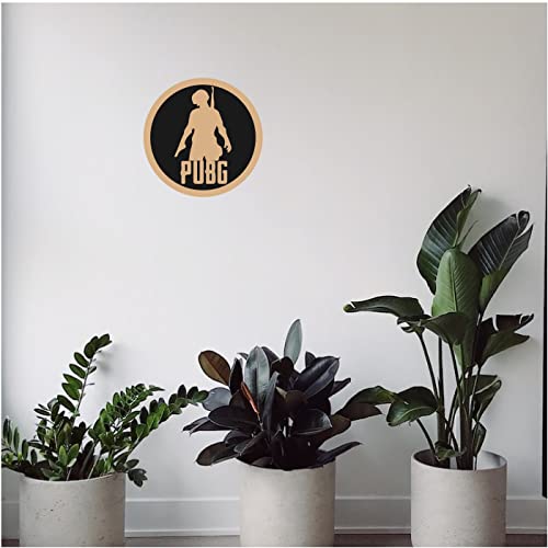 DOTME Pubg Game Theme Wooden With Vinyl Sticker Decorative Design Wall Décor Office Home Bedroom Living Room Hall DIY Art 8 INCH (Black)