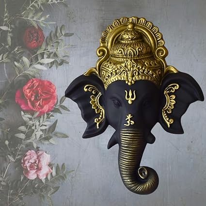 Shawshank 3 Feet Ganesha face Wall Hanging Mural Showpiece for Home Entrance Decor, Office, Study Room - Idol Statue Shri Ganesha face Wall Mount(black)