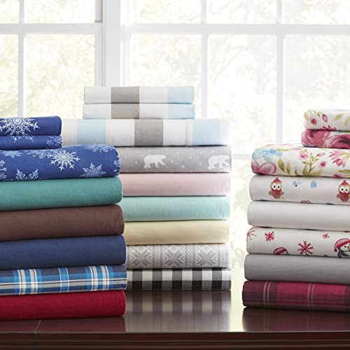 Pointehaven Flannel Deep Pocket Sheet Set with Oversized Flat Sheet, King, Penguin