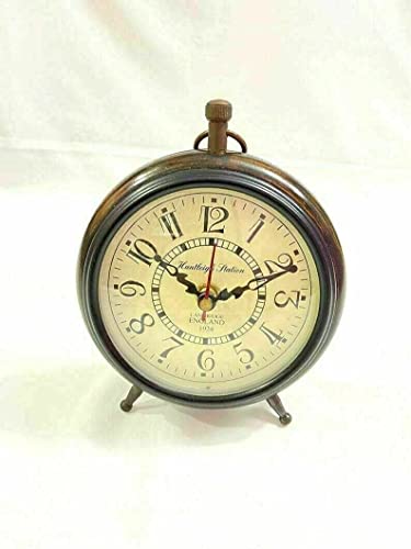 Trust Enterprises Handmade 5 Inch Top Table Clock Antique Look Home & Office Decor Unique Beautiful Gifting Item