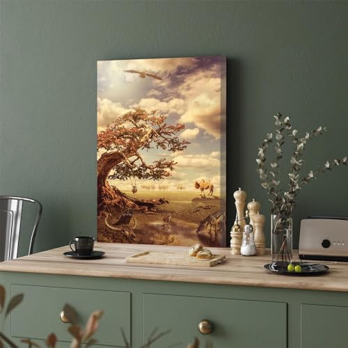 GADGETS WRAP Canvas Gallery Wrap Framed for Home Office Studio Living Room Decoration (11x17inch) - Animals In Dried Forest