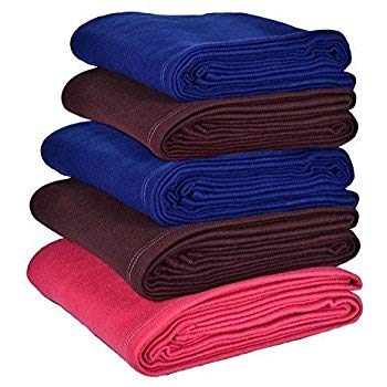 SRS Wool & Wool Blend Multicolor Single Blanket (Set Of 5)