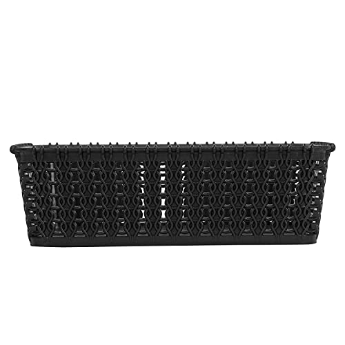 Cutting EDGE Plastic Multipurpose Sturdy Storage Baskets for Cosmetics Office Fruit Vegetable Bathroom Stationary Home Basket with Handle - (Black, Set of 2, Mini)