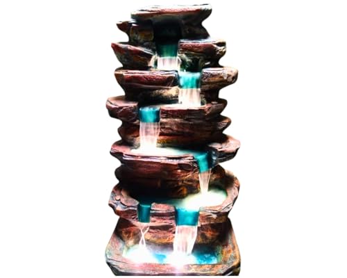 SEPBORN Rock Fountain Water with LED Lights Water Pump Feature, 125cm Height, Fiber, Copper