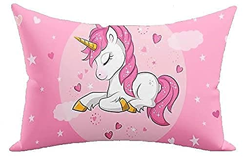 ZAVEZA HOME KART Zaveza - Soft Velvet Unicorn Pillowcase Baby Pillows For Sleeping, Girls & Boys (Size-12 X 18 Inches) Pink