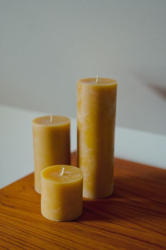 100% Pure Beeswax Pillar Candles | Handmade Beeswax Pillar Gift Set | Beeswax Pillar Candle Sets 14" 9" 6" 5" 4" 3" | Candle Collection Gift Set (Set of All 6)