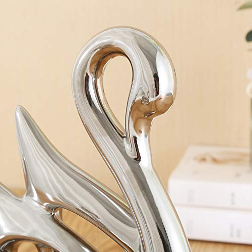 Anding Creative Home Decoration Ceramic Animal Statue Decoration Crafts Swan Lover (LY1269-Silver) Sculpture Souvenir Gift