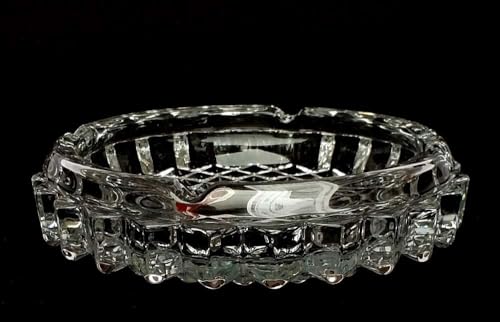 Crystal Glass Round Tabletop Ash Tray Glass Ash Tray for Cigarette, Cigar Smoking for Home, Car, Balcony, Crystal Clear Big Size Square Ash Tray Crystal Quality Glass Ash Tray (Round Creystal)