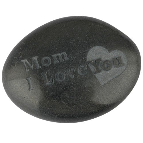 SUNYIK Black Engraved Inspirational Stone for Mother's Day-Mom,I Love You(1.5-2"),Pack of 1