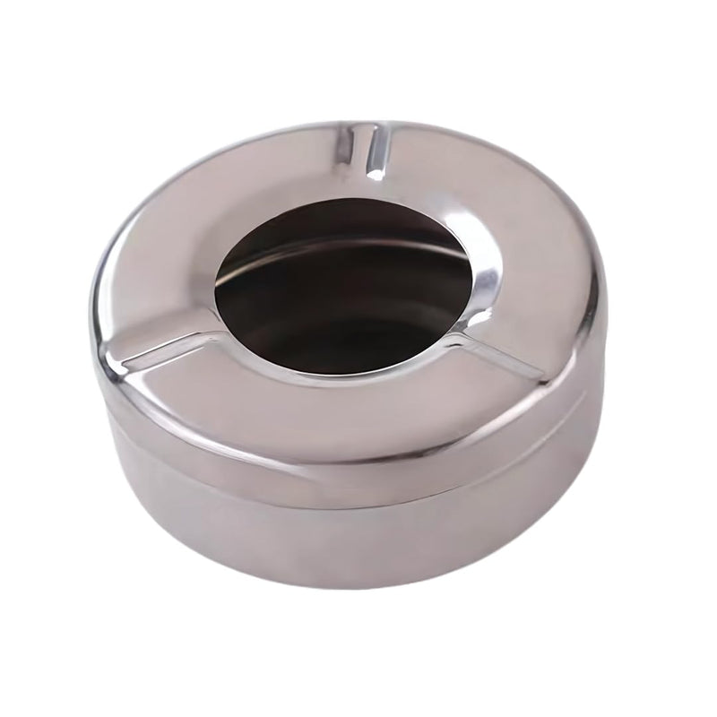 Riwayat Steel | Stainless Steel Ashtray | Ashtray with Lid | Cigarette Ash Holder Tray for Home, Office and Bar |10cm | Set of 1