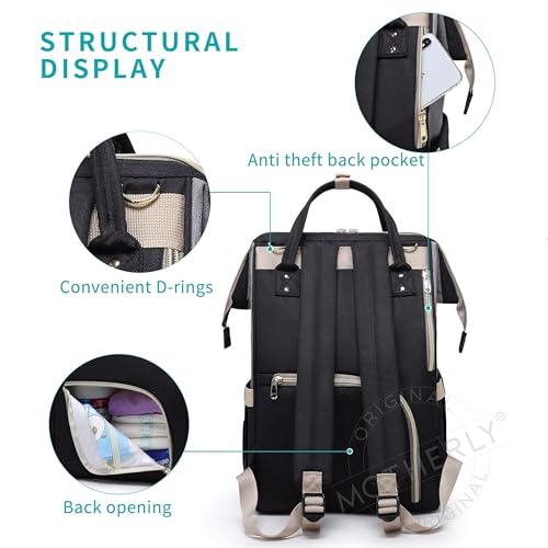 motherly Stylish Babies Diaper Bags for Mothers - Premium Version | 6 Month Warranty | (Black & Gray)