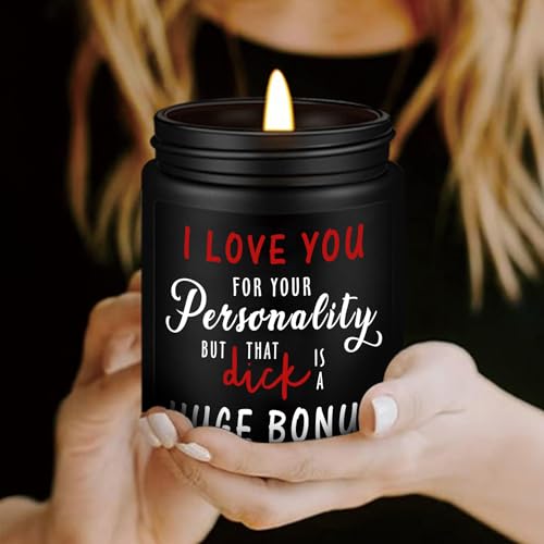 Valentines Day Gifts for Boyfriend from Girlfriend Love Candle Funny Gifts for Husband from Wife - 7 Oz Lavender Scented Soy Canle - Romantic Birthday Anniversary Presents for Him Men