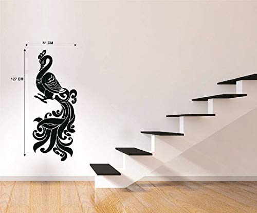 Black Peacock Self Adhesive VinylWaterproof Decorative Wall Stickers for Hall, Bedroom, Kitchen and Furniture