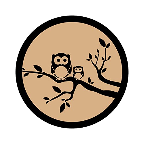 DOTME Owl In Tree Wooden With Vinyl Sticker Decorative Design Wall Decor For Home Kids Bedroom Living Room Hall DIY Art 8 INCH (Black)