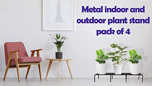 Orchid Engineers Iron Indoor/Outdoor Flower Pot/Plant Stand for Home Garden Balcony Living Room Decor (Black-Set of 4)