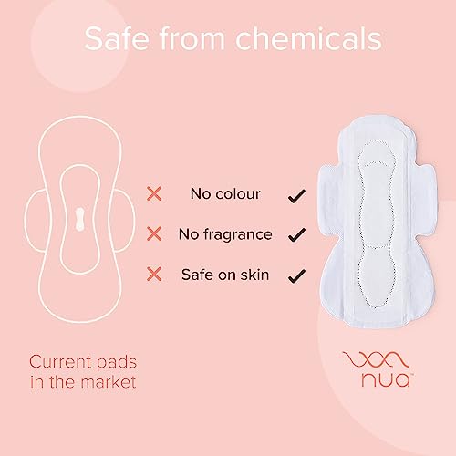 Nua Ultra Safe 50 Sanitary Pads For Women | 3 sizes in 1: 12 Heavy Flow-XL+, 20 Medium-XL & 18 Light-L | Toxic-Free & Rash-Free | Unscented | Leakproof | With 50 Disposal Pouches| Bulk Pack