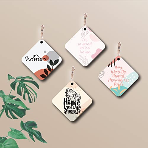 woopme® 4 PCs Home Quotes Printed Wall Hanging For Home Office Restaurant Hall Wall Decor 8 x 8 Inch