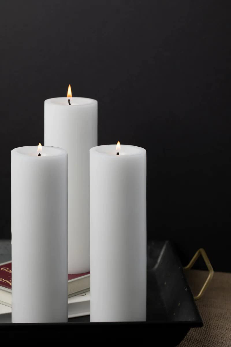 atorakushon Paraffin Wax Smokeless Scented White Tall Pillar Candle for Home Decoration Diwali Birthday Party Restaurants Spa Church (Pack of 6)