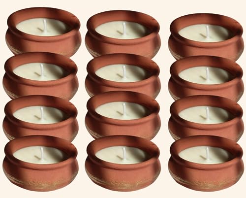 Scarlet Blinks Handmade Matka Shape Candles | Soy Wax Candles | Aroma Therapy Candles | Diwali Decoration Candles Pack of 12