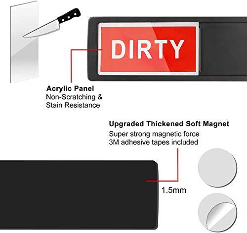 Dishwasher Clean Dirty Indicator, Easy to Read & Slide, Can DIY Sign (Black Dirty/Clean)