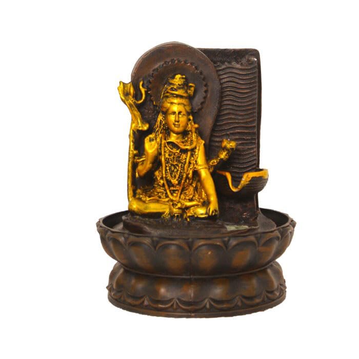 Art N Hub Lord Shiva Home Decorative Water Fountain Best Home and Office Inauguration Gift Items | Built (20 x 20 x 27 CM | Brown Golden)