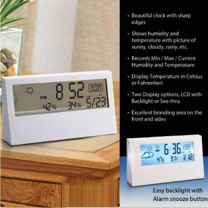 Meenamart Digital Alaram Table Clock(White)