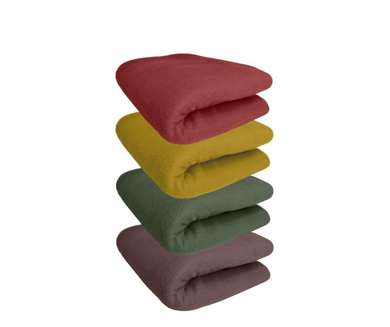 HOMIEE Polar Fleece Blanket – Double Bed Blanket Warm & Cozy Premium Fleece Blanket for Bed, Sofa, Camping, Travel and Cold Nights Lightweight Pack of 4 (600 gm Each) (Red+Rust+Green+Brown)