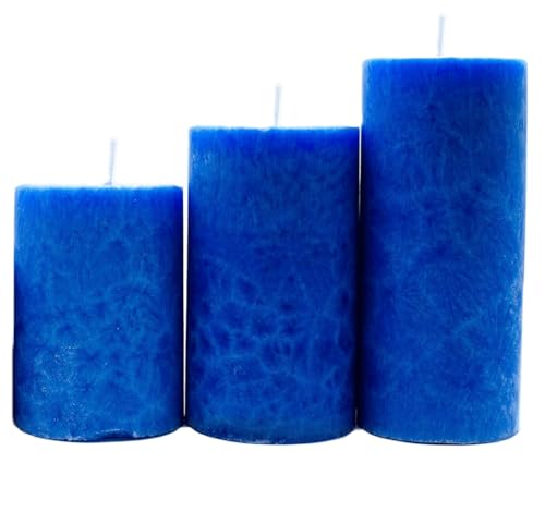 The Decor Affair Marble Finish Sea Breeze Scented Pillar Candles - Pack of 3, Smokeless & Ideal for Home Decoration and Special Occasions.