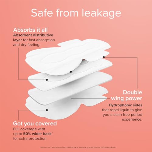 Nua Ultra-Safe Sanitary Pads For Women | 30 Ultra Thin Pads | Light-L | Safe on Skin | Toxic-Free & Rash-Free | Unscented | Leakproof | Made Safe