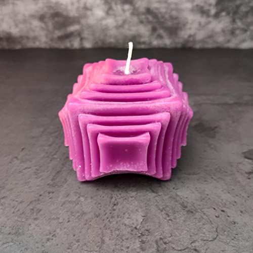 ADYATI HOME DECOR Scented Square Optical Illusion Candle in Lavender Fragrance Light Purple