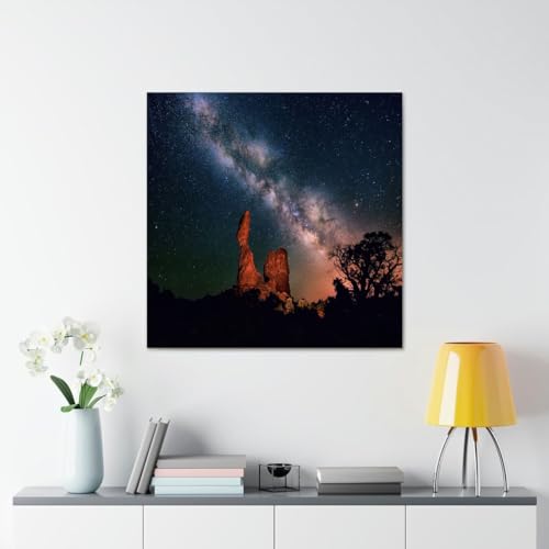 GADGETS WRAP Canvas Gallery Wrap Framed for Home Office Studio Living Room Decoration (17x17inch) - Night View Stars