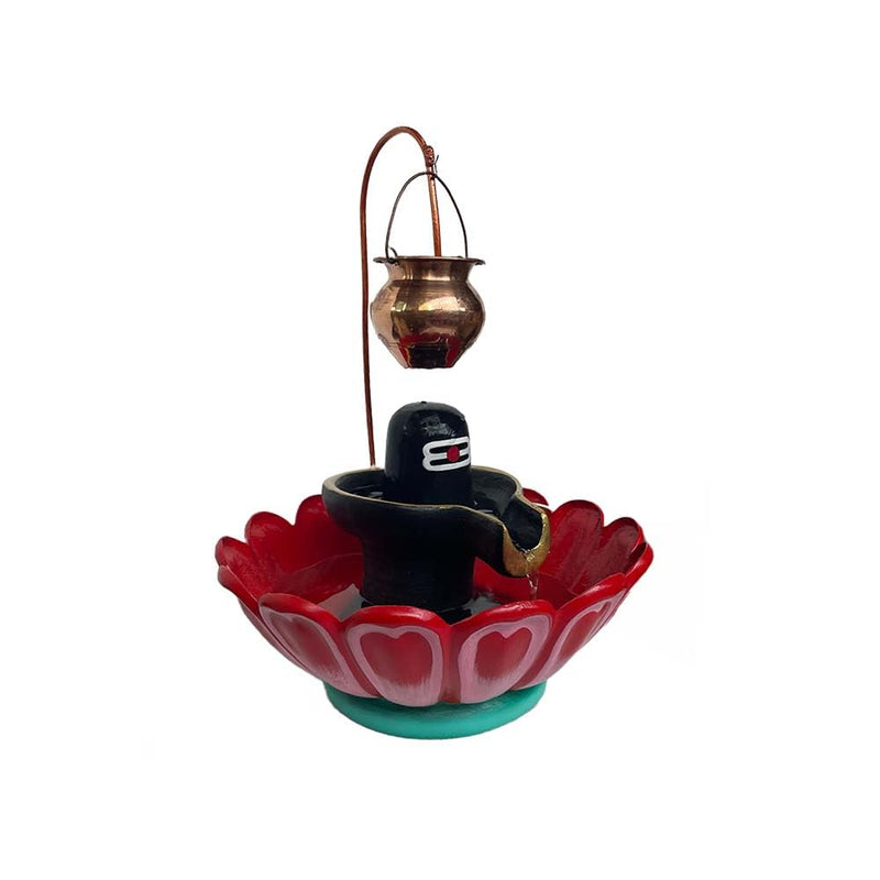 Waahkart FRP Handmade Durable Unbreakable Decorative Traditonal Shivling Water Fountain for Home, Office, Temple, Hotel Décor (Black-Red)