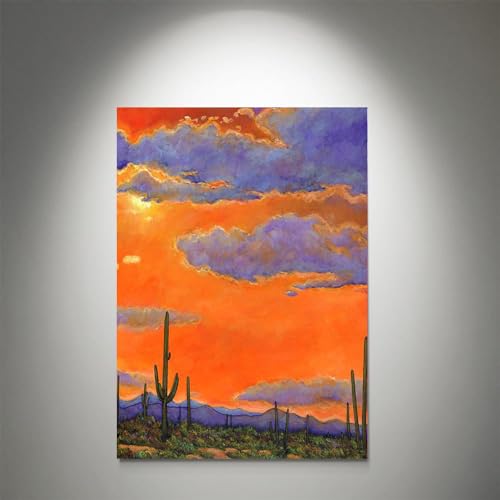 GADGETS WRAP Canvas Gallery Wrap Framed for Home Office Studio Living Room Decoration (9x11inch) - Saguaro Sunset