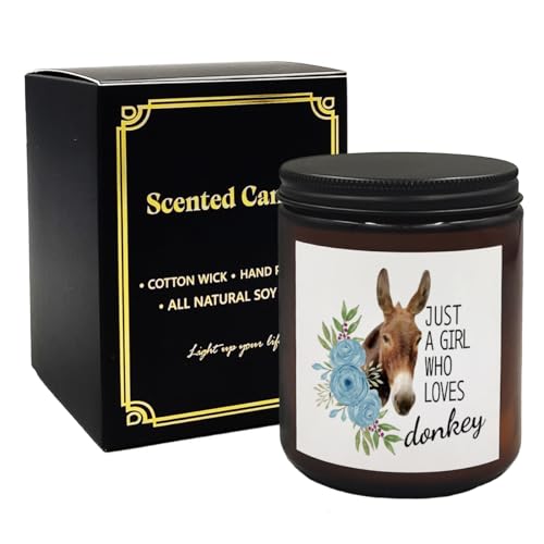 Mancheng-zi Donkey Gifts for Girls Women Donkey Lovers, Funny Donkey Gifts, Donkey Themed Gifts, Just a Girl Who Loves Donkey Scented Candles