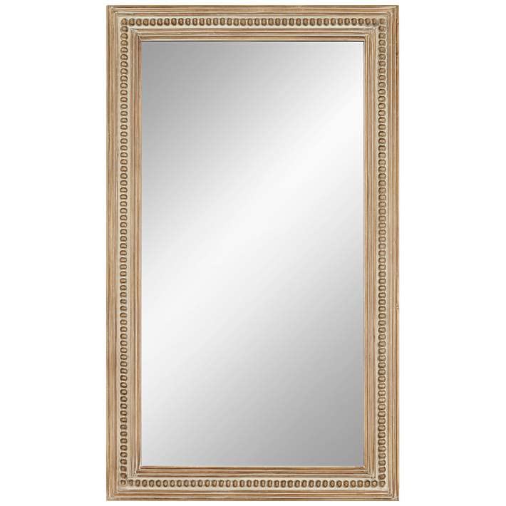 The Zara Enterprises Wooden Cream-Washed Wood Size 28" x 47 1/4" Rectangular Wall Mirror Only Frame Without Mirror