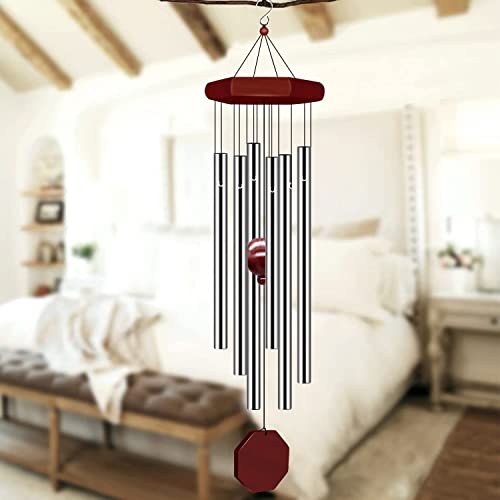 udeeta martWind Chime, Wind Chime Small Wind Chimes Bells 6 Metal Tubes Windchime for Garden, Yard, Patio, Home Decoration and GiftHome Silver