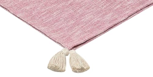 Cazimo Super Soft Chenille and Slub Throw with Large Tassels || Throw Blanket for Sofa, Couch and Bed - 60 * 50 Inches / 152 * 127 Cms || Pack of 1 - Pink