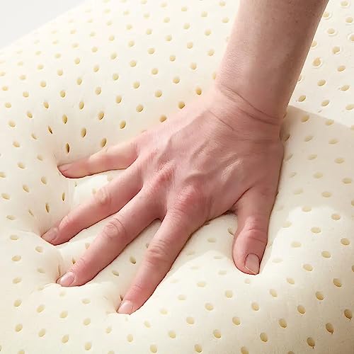 AVI 100% Natural Contour Latex Pillow 35 Density Ultra Plush Latex Foam Bed Pillow for Sleeping, Side and Stomach Sleepers- with Inner Cotton Cover, Pack of 1, White, 60x40x12/10 CM