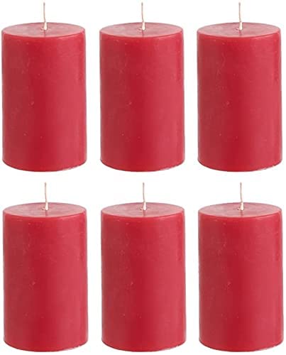 CD Crafts Pillar Candles 2 * 2 Inch Red Unscented (Burning Time 30 Hours) - Set of 6, Especially for Healing, Reiki, Chakras Healing, Valentine Candles