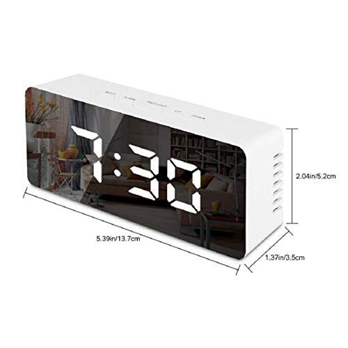 Buffy Mirror Finish Digital Clock with Dual Power Option (Rectangle) White