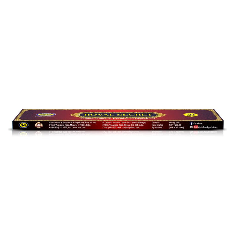 Cycle Royal Secret Premium Masala Agarbatti From Pure, Traditionally Crafted Incense Sticks For Special Occasions, Festivals, An Exclusive Fragrance Experience - Pack Of 2 (20 Sticks Per Pack)