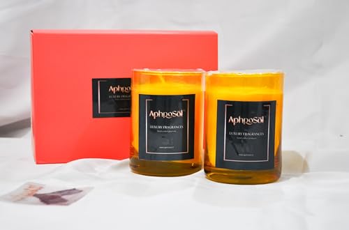 AphroSol Luxury Fragrances Scented Jar Candles Gift Set of 2 Jar Candles in Peach Box