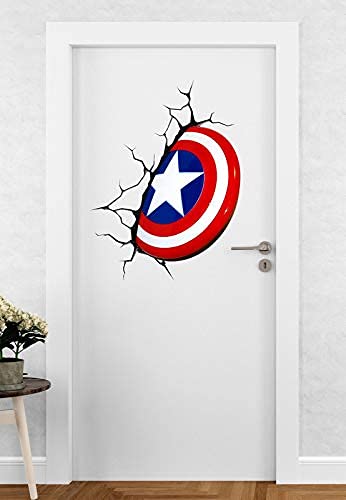 Sticker Cart™ Captain America Shield Door Sticker | Sticker for Living Room, Bedroom, Office (Vinyl, Standard, Multicolour)